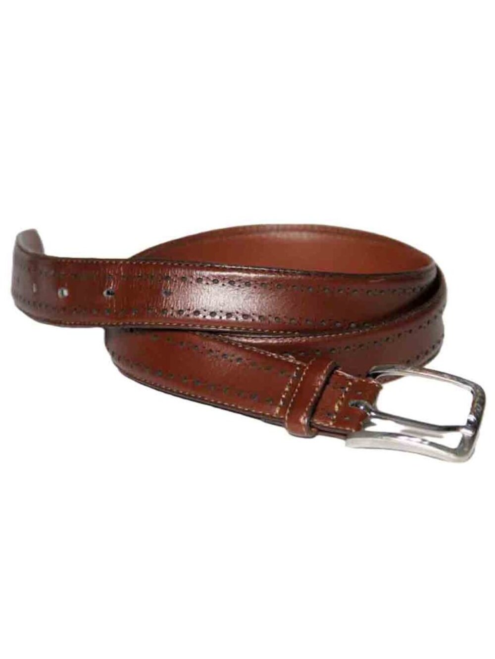 Brooks Brothers Italian Leather Brogue Die Cut Dress Belt Brown Men's Size 38